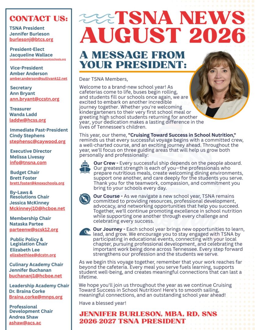 August '26 Newsletter - TSNA